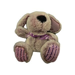 MTY International Plush Purple Frosted Puppy Dog Plush Stuffed Animal Heart Bow